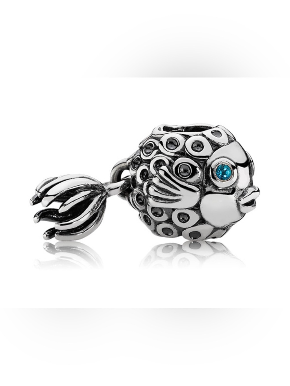 Authentic Pandora Retired Splish-Splash Fish S925 Sterling Silver w/Blue Topaz